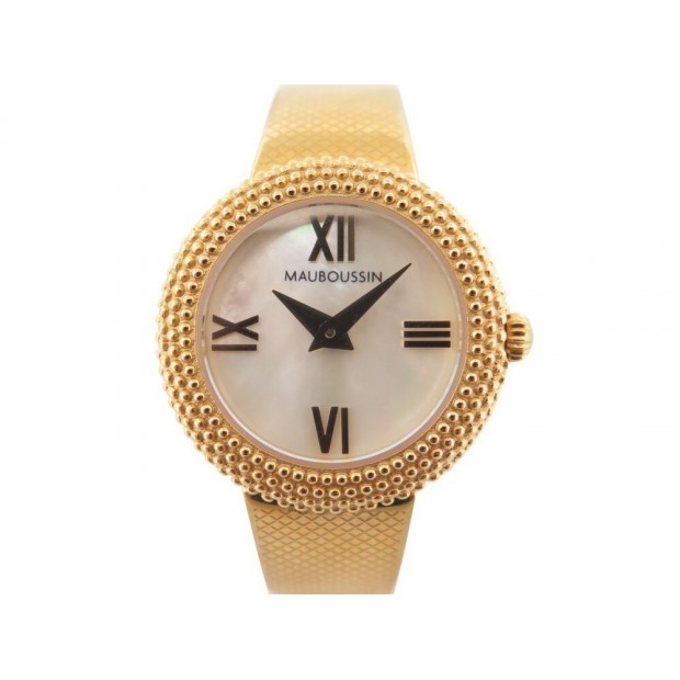 MONTRE MAUBOUSSIN L'HEURE DU PREMIER JOUR 28MM QUARTZ PLAQUE OR WATCH 370€