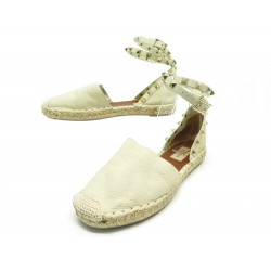 CHAUSSURES VALENTINO ESPADRILLES ROCKSTUD DOUBLE 37 CUIR BEIGE SANDAL SHOES 580€