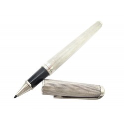 STYLO BILLE ST DUPONT LINE D GUILLOCHE METAL ARGENTE ROLLERBALL FEUTRE PEN 600€