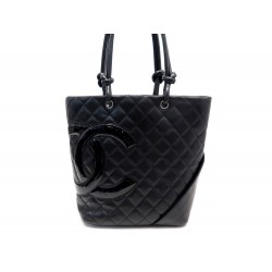 SAC A MAIN CHANEL CAMBON SHOPPING PM EN CUIR MATELASSE NOIR BLACK HAND BAG 1680€