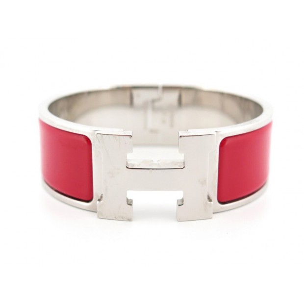 BRACELET HERMES CLIC CLAC H LARGE 16CM EMAIL ROUGE PALLADIE + BOITE BANGLE 635€