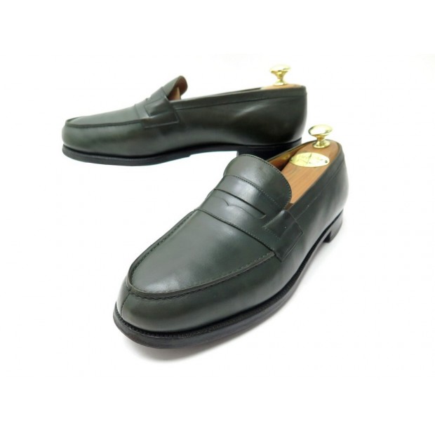 CHAUSSURES JM WESTON 180 9C 43 MOCASSINS EN CUIR VERT GREEN LOAFERS SHOES 695€