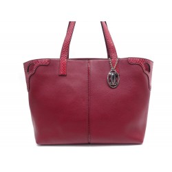 NEUF SAC A MAIN CARTIER CABAS MARCELLO EN CUIR & PYTHON ROUGE HAND BAG 1950€