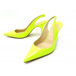 NEUF CHAUSSURES CHRISTIAN LOUBOUTIN ESCARPINS CLARE SLING 37 CUIR JAUNE 625€