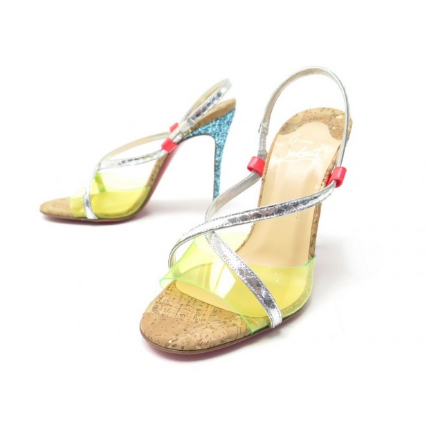 NEUF CHAUSSURES CHRISTIAN LOUBOUTIN SANDALES COUP DE BLEU 37 BOITE SHOES 595€