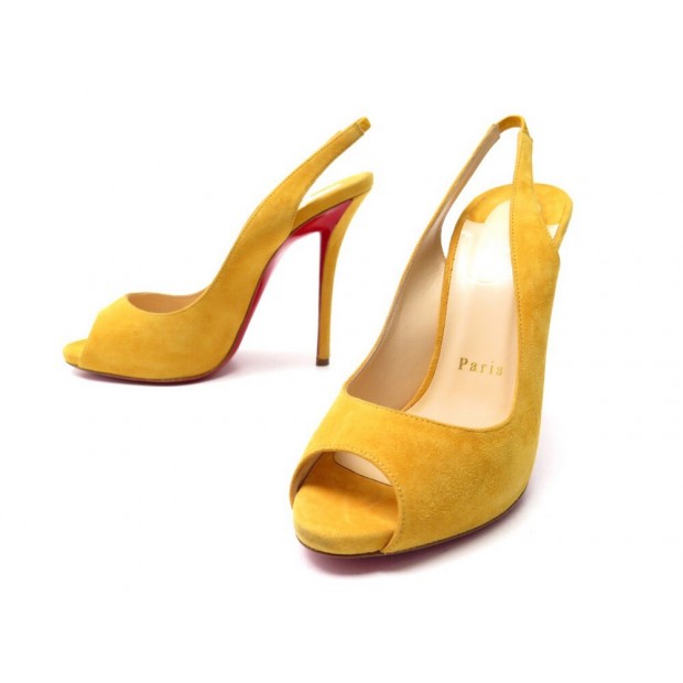 CHAUSSURES CHRISTIAN LOUBOUTIN SANDALES GAMMA 37 EN DAIM JAUNE BOITE SHOES 625€