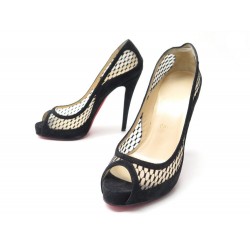 CHAUSSURES CHRISTIAN LOUBOUTIN ESCARPINS CAMILLA 37 DAIM NOIR BOITE SHOES 695€