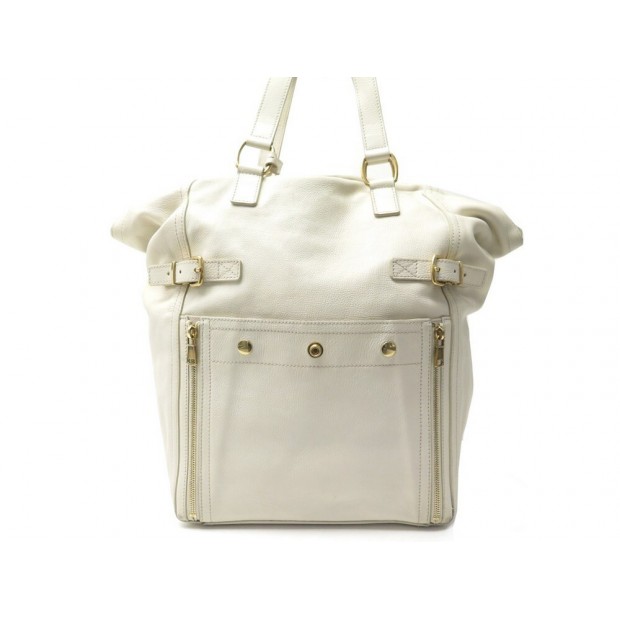 SAC A MAIN YVES SAINT LAURENT CABAS DOWNTOWN 175883 CUIR CREME HAND BAG 1495€