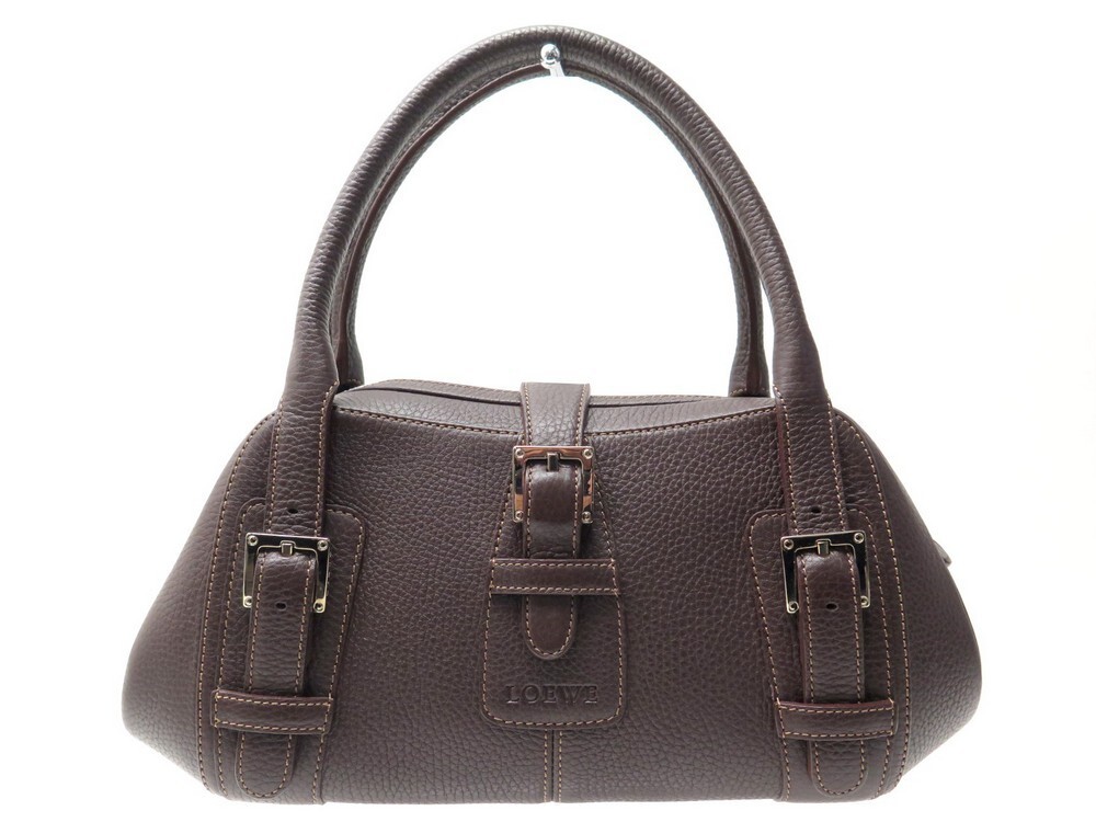 sac a main loewe senda en cuir graine marron new