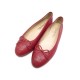 CHAUSSURES CHANEL BALLERINES LOGO CC 37.5 CUIR GRAINE ROUGE LEATHER SHOES 790€