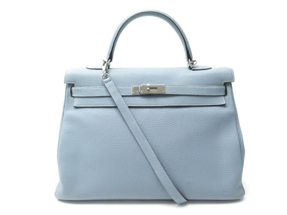 sac a main hermes kelly 35 en cuir togo retourne bleu