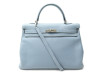 sac a main hermes kelly 35 en cuir togo retourne bleu