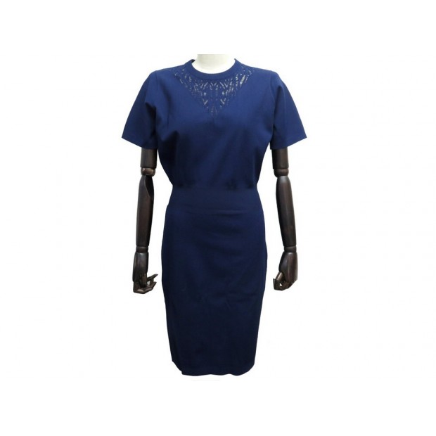 NEUF ROBE LOUIS VUITTON 1A0BRW L 42 EN VISCOSE BLEU MARINE NEW DRESS 1200€