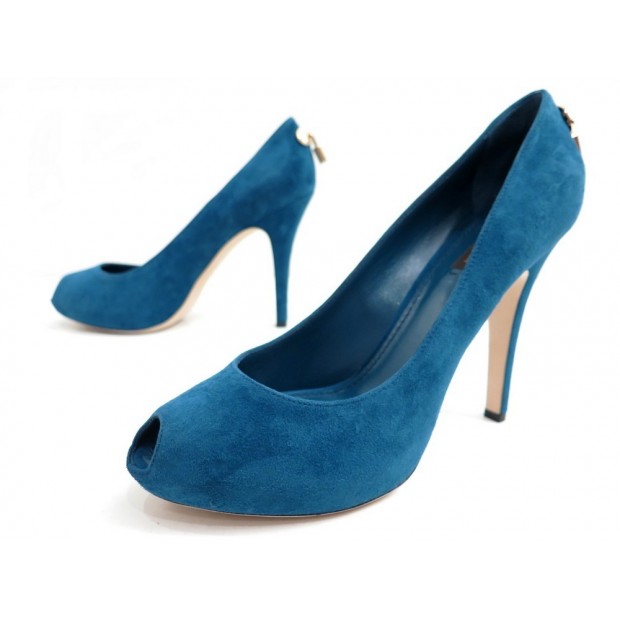 NEUF CHAUSSURES LOUIS VUITTON OH REALLY ESCARPINS 40 DAIM BLEU COURT SHOES 650€