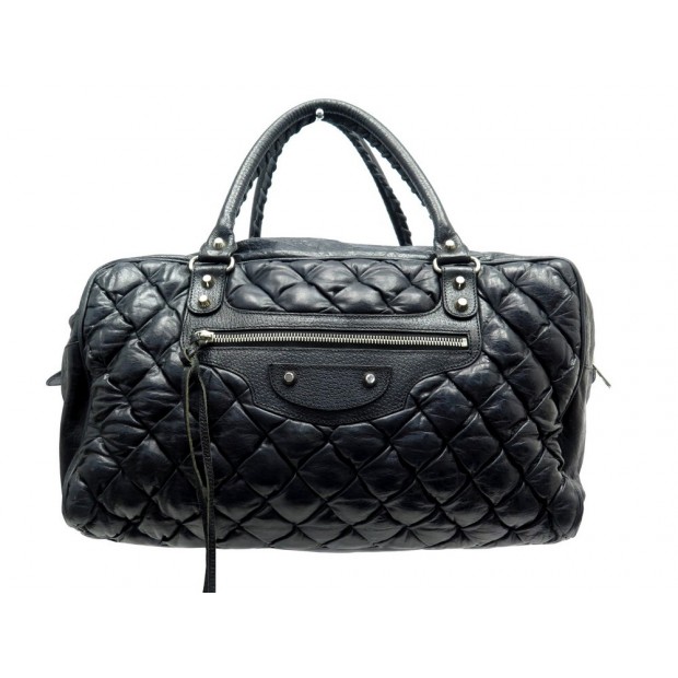 SAC A MAIN BALENCIAGA CITY WORK 168032 EN CUIR BLEU MARINE MATELASSE PURSE 1860€