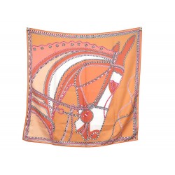 FOULARD HERMES ROBE DU SOIR MANLIK CARRE 90 EN SOIE ORANGE SILK SCARF 410€