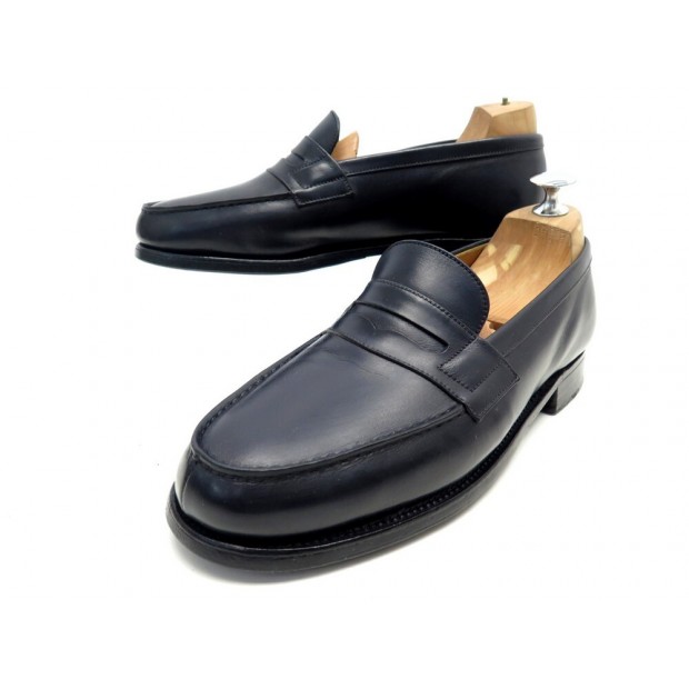 CHAUSSURES JM WESTON MOCASSINS 180 CUIR 5E 39.5 40 BLEU NAVY LOAFERS SHOES 695€