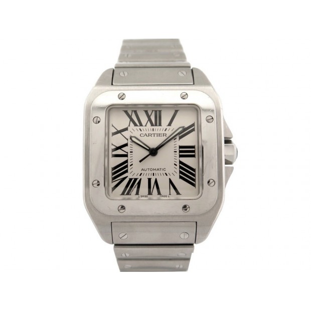 MONTRE CARTIER SANTOS 100 XL AUTOMATIQUE 38MM ACIER BROSSE STEEL WATCH 6750€