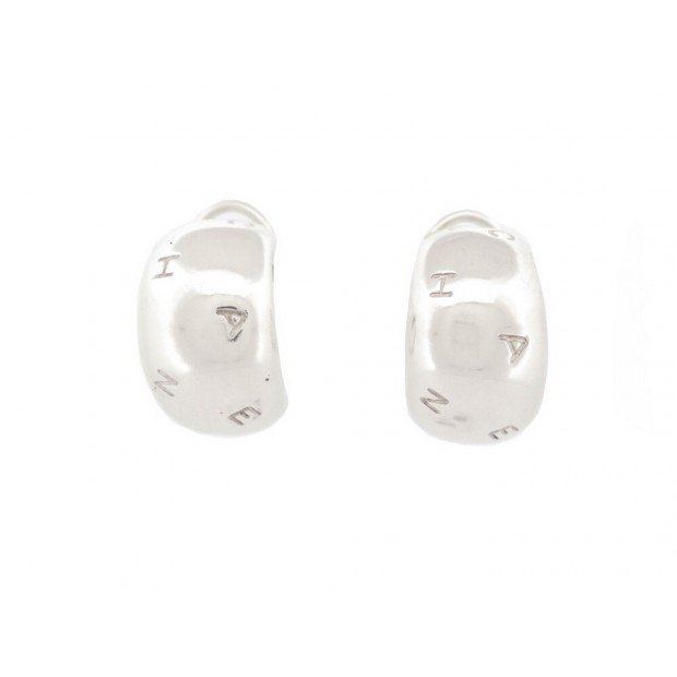 BOUCLES D'OREILLES CHANEL LETTRES EN ARGENT MASSIF 925 19GR SILVER EARRINGS