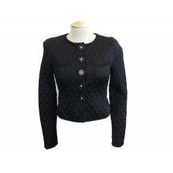 VESTE CHANEL BOLERO LOGO CC P57008 S 36 EN SOIE ET POLYESTER NOIR BLACK JACKET