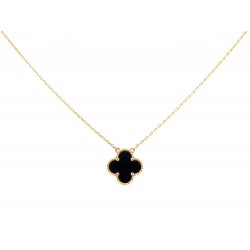 NEUF COLLIER VAN CLEEF & ARPELS ALHAMBRA VINTAGE ONYX OR JAUNE NECKLACE 2740€