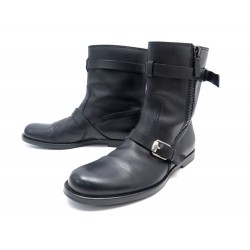 CHAUSSURES GUCCI BOTTINES MOTARD MOTO 250484 CUIR NOIR 10 44 BIKER BOOTS 790€