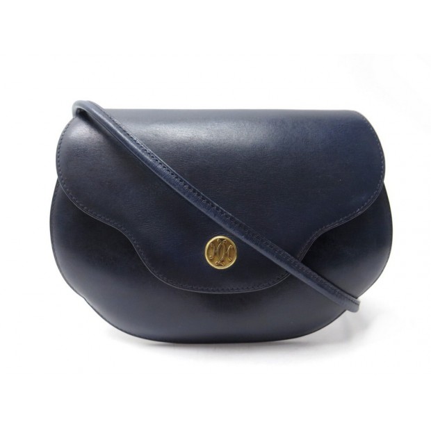 VINTAGE SAC A MAIN HERMES LIFT BANDOULIERE CUIR BOX BLEU MARINE HAND BAG 2500€