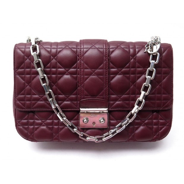 SAC A MAIN CHRISTIAN DIOR MISS BANDOULIERE CUIR CANNAGE BORDEAUX HAND BAG 2520€