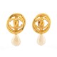 VINTAGE BOUCLES D'OREILLES CHANEL LOGO CC & PERLES DE CASTELLANE 1989 EARRINGS