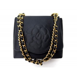 VINTAGE SAC A MAIN POCHETTE CHANEL CAMELIA EN SATIN NOIR BLACK HAND BAG 4800€