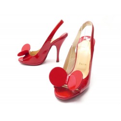 CHAUSSURES CHRISTIAN LOUBOUTIN ESCARPINS MADAME MOUSE 37 CUIR VERNIS ROUGE 870€