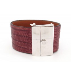 BRACELET CELINE MANCHETTE 15CM M CUIR LEZARD MARRON LIZARD LEATHER CUFF BANGLE