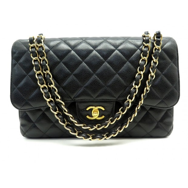 SAC A MAIN CHANEL CLASSIQUE TIMELESS JUMBO EN CUIR CAVIAR MATELASSE NOIR 9450€