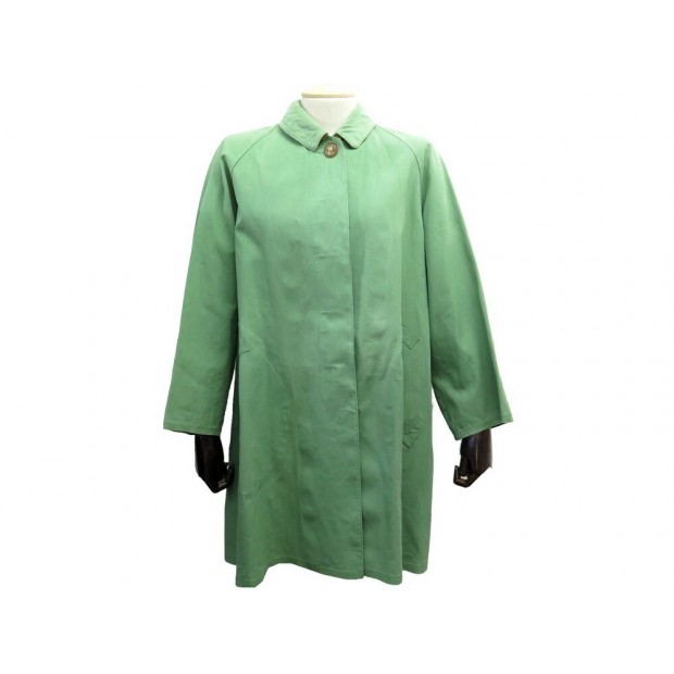 VINTAGE MANTEAU HERMES IMPERMEABLE TRENCH M 40 EN COTON VERT COAT 1980€