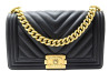 sac a main chanel boy medium en cuir matelasse noir