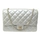 SAC A MAIN CHANEL FERMOIR CC EN CUIR MATELASSE ARGENTE IRIDESCENT PURSE 4900€