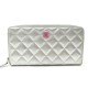 PORTEFEUILLE CHANEL ZIPPE LOGO CC CLASSIQUE EN CUIR ARGENTE LEATHER WALLET 1050€