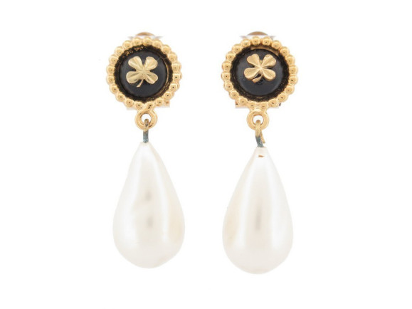 boucles d'oreilles chanel trefles perles