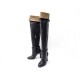 BOTTES HERMES CUISSARDES 38.5 EN CUIR NOIR BLACK LEATHER BOOTS SHOES 3000€