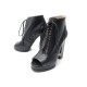 CHAUSSURES BOTTINES A TALON CHANEL G29606 37 EN CUIR NOIR MATELASSE BOOTS 1390€