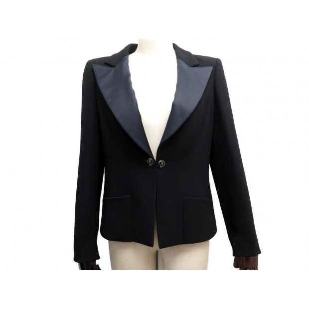 NEUF VESTE CHANEL P34718W04227 BOUTONS LOGO CC M 40 38 LAINE NOIR JACKET 5650€