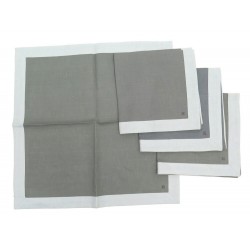 NEUF LOT 4 SERVIETTES DE TABLE HERMES CAMAIL EN LIN GRIS NEW LINEN NAPKINS