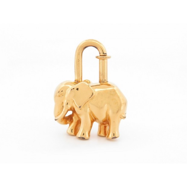 RARE CADENAS HERMES CHARM ELEPHANT EN METAL DORE PENDENTIF PORTE CLE PADLOCK