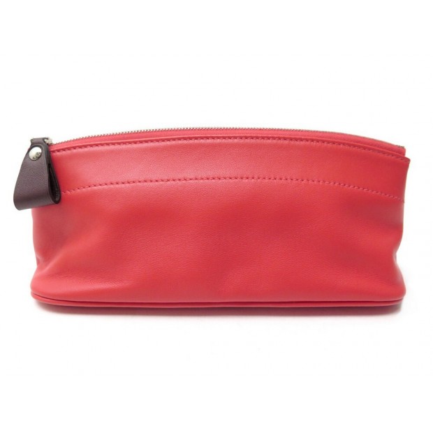 NEUF POCHETTE HERMES TROUSSE EN CUIR ROUGE + BOITE NEW PENCIL CASE POUCH