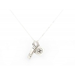 LOT 2 PENDENTIFS CHARM CHANEL MAQUILLAGE & TUBE + CHAINE COLLIER ARGENT 9€
