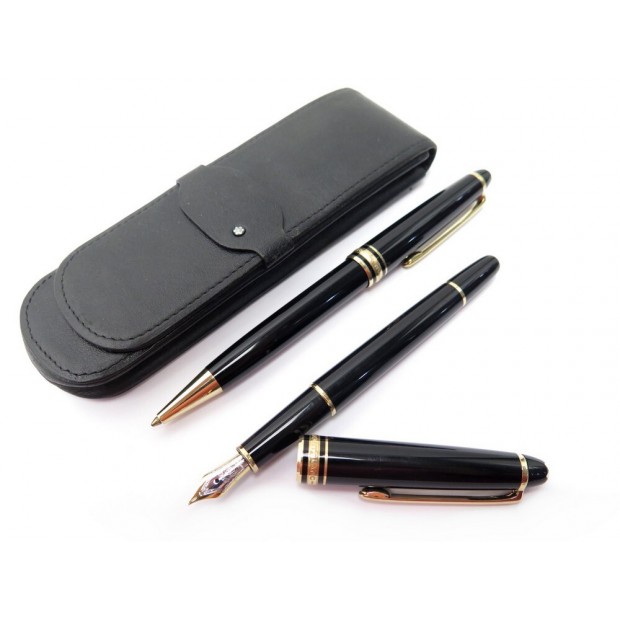 PARURE STYLO MONTBLANC MEISTERSTUCK CLASSIQUE DORE BILLE + PLUME NOIR PEN 960€