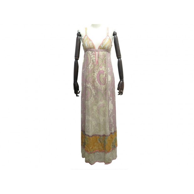 NEUF ROBE LONGUE LOUIS VUITTON MAXI EN SOIE MULTICOLORE M 40 SILK DRESS 3000€