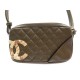 NEUF SAC A MAIN CHANEL POCHETTE CAMBON CUIR MATELASSE KAKI LOGO CC HANDBAG 2800€