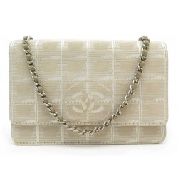 NEUF SAC A MAIN CHANEL WALLET ON CHAIN EN TOILE NEW TRAVEL LINE BEIGE WOC 3200€