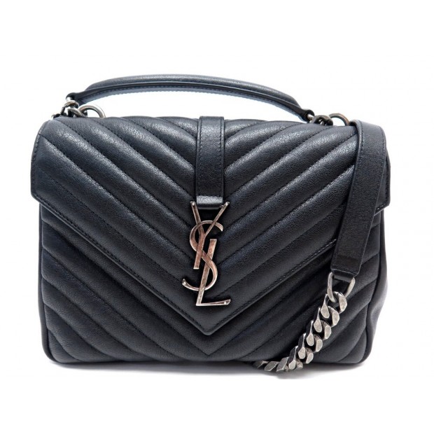 SAC A MAIN SAINT LAURENT COLLEGE MEDIUM EN CUIR MATELASSE NOIR BANDOULIERE 1990€